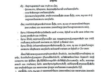 ແຈ້ງການກຳນົດລາຄາຂາຍຊີ້ນແຂວງບໍ່ແກ້ວ